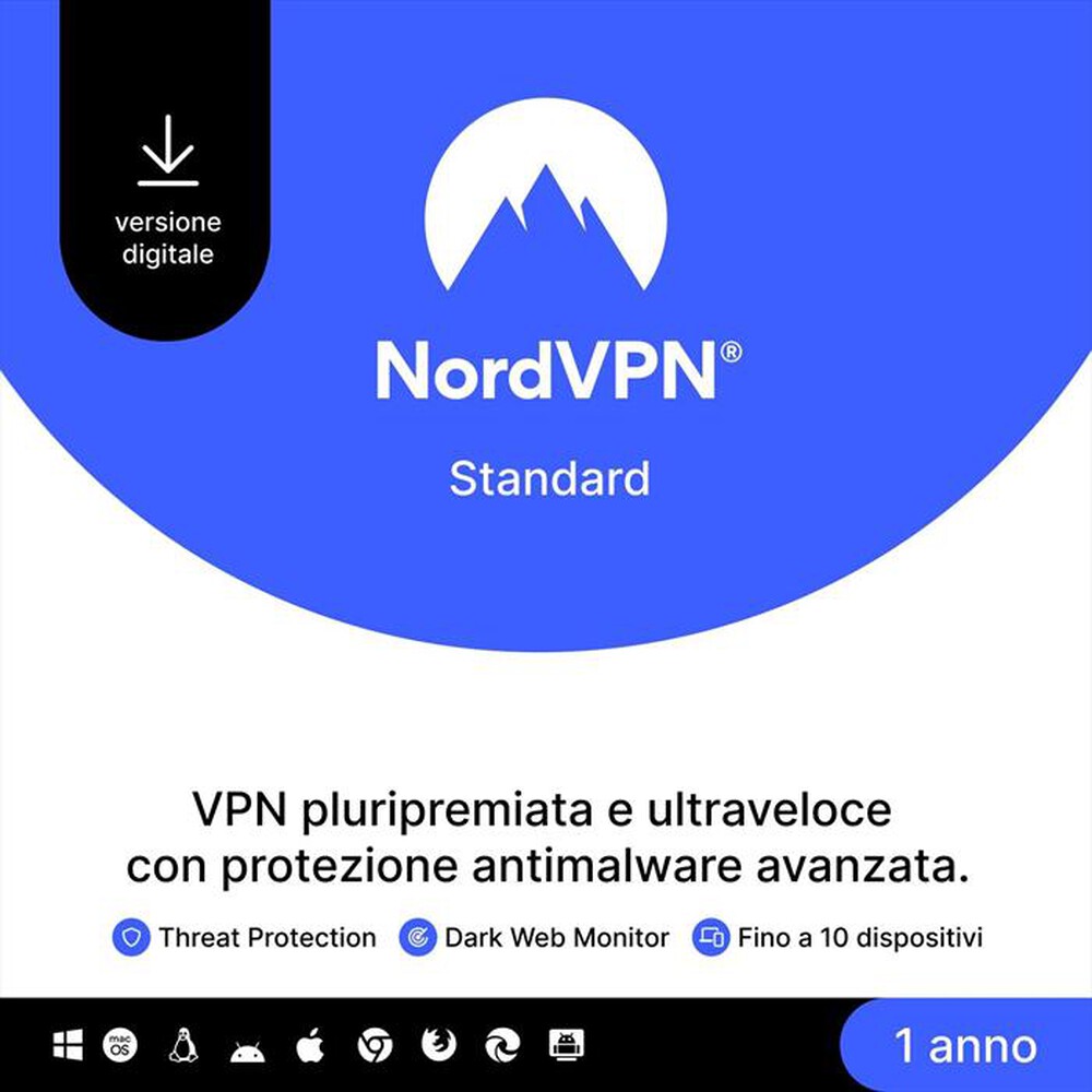 Immagine del prodotto NORDVPN - Standard: 1 Anno a VPN E Software di Cybersecurity