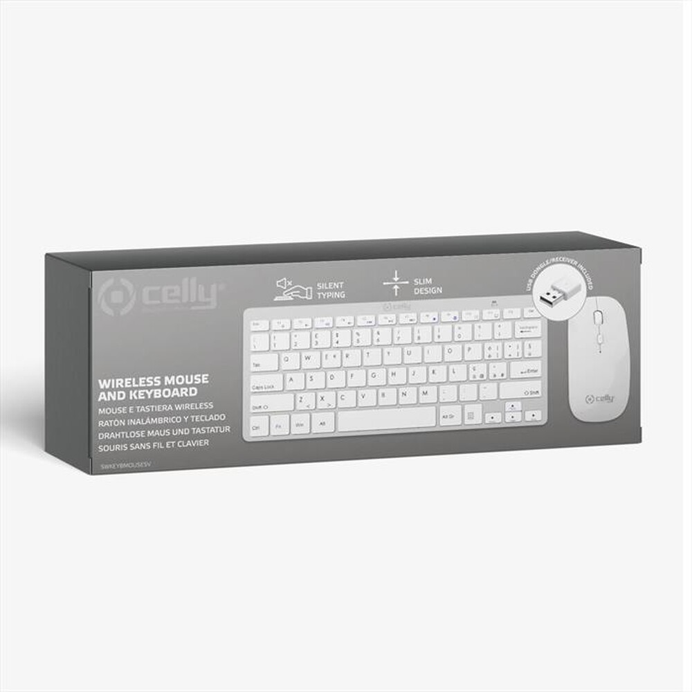 "CELLY - SWKEYBMOUSESV - KEYBOARD+MOUSE BT DONGLE-Argento"