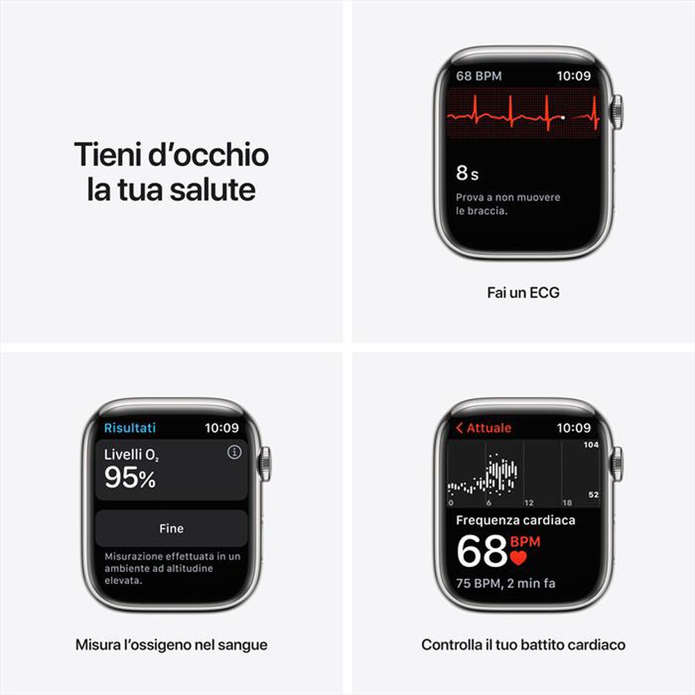"APPLE - Watch Series 7 GPS+Cellular 45mm Acciaio Arg-Cinturino Sport Galassia"