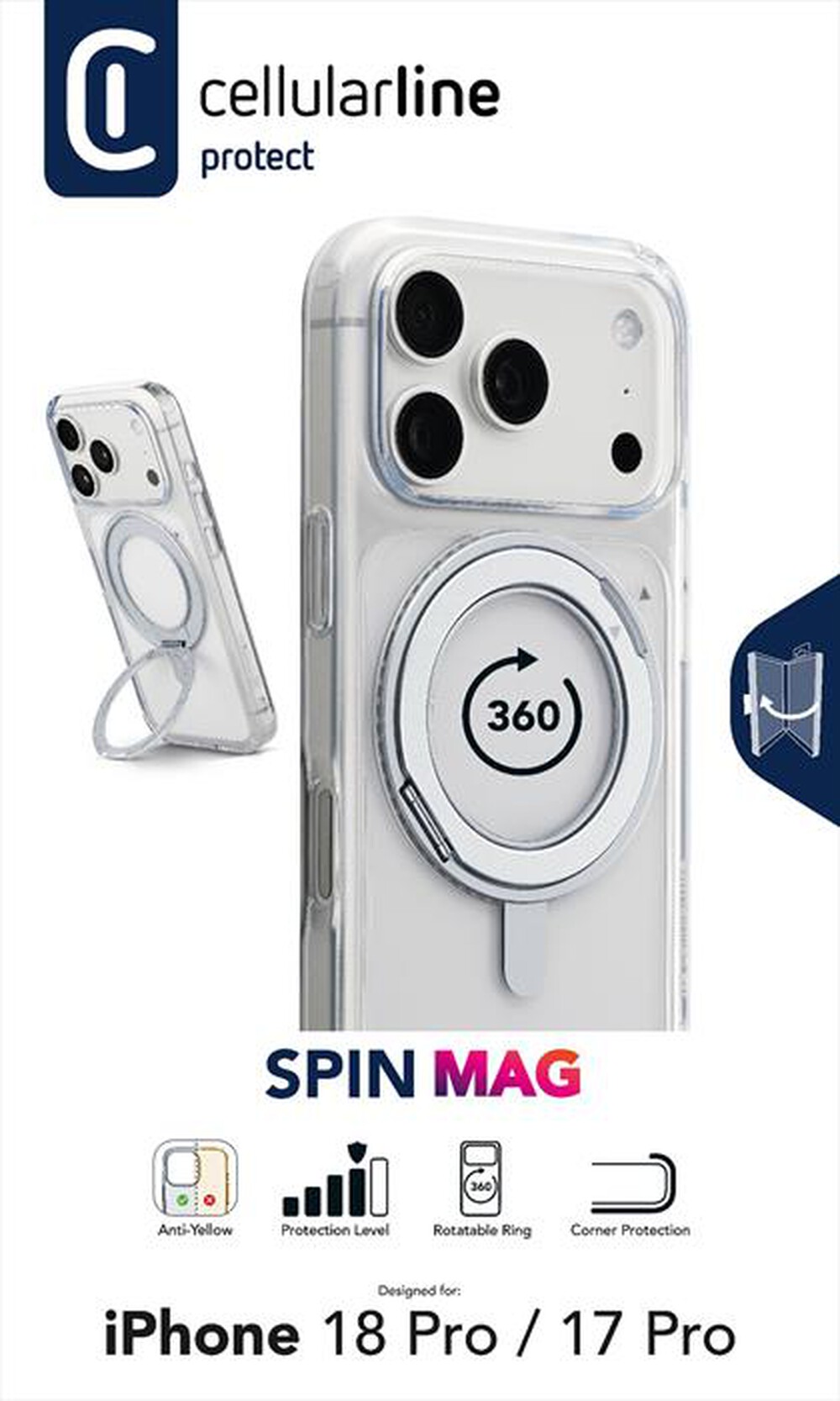 Immagine del prodotto CELLULARLINE - Cover SPIN MAG per iPhone 18 Pro-Trasparente