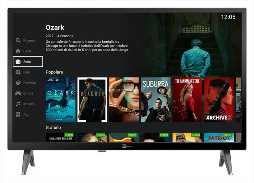"TELESYSTEM - Smart TV LED HD READY 23,6\" SMART24 LS2 A11-Nero"