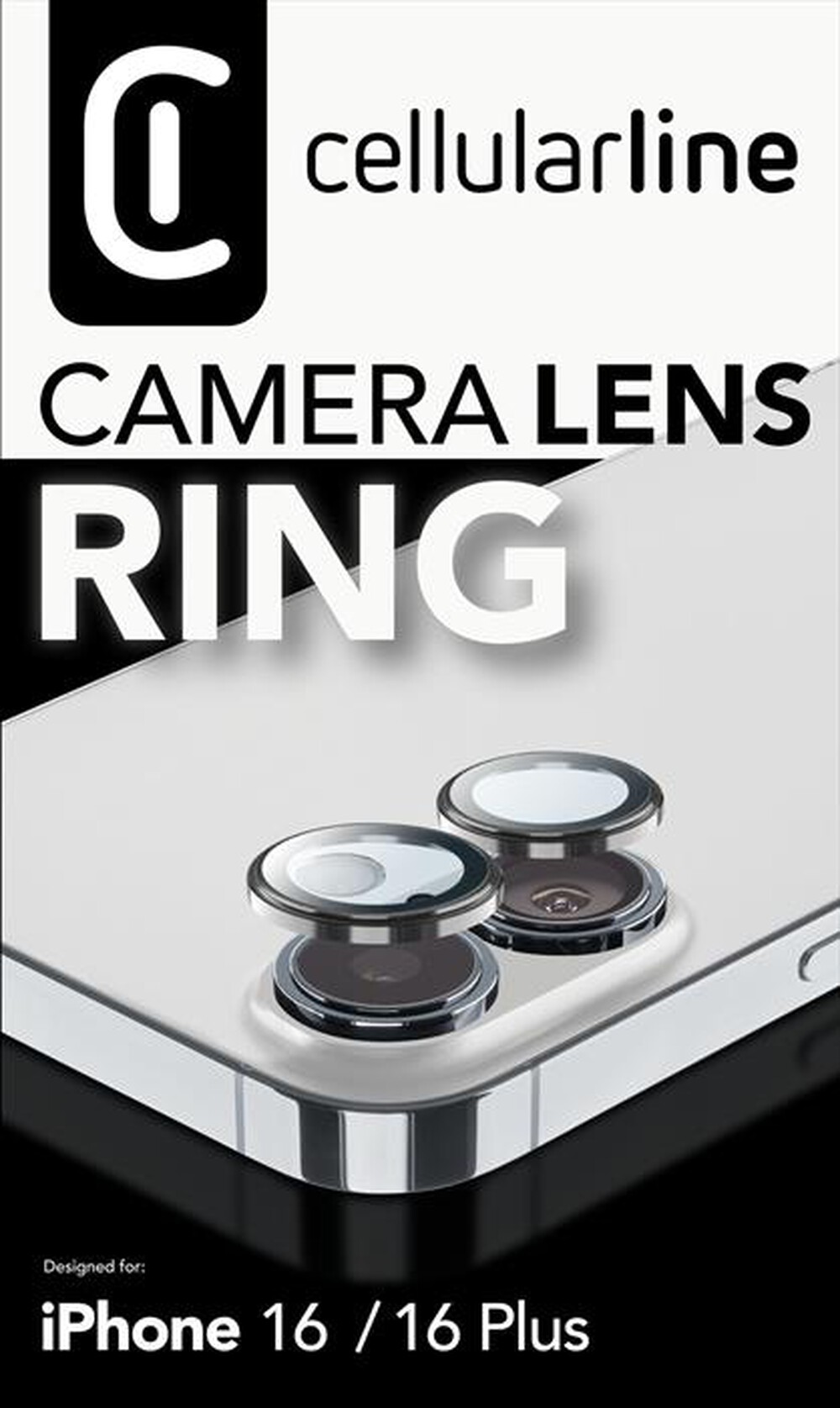 "CELLULARLINE - CAMERA LENS RING - IPHONE 16/16 PLUS-Transparent"
