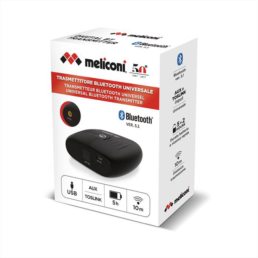 "MELICONI - TRASMETTITORE BT DIGITALE-Plastica, colore nero"