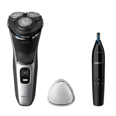 PHILIPS - RASOIO ELETTRICO SERIE 3000 S3143/02-Argento Brillante