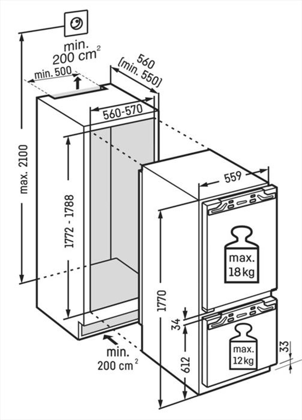 Immagine del prodotto LIEBHERR - Frigorifero 1 porta IRCE 5121-22 Classe E 274 lt-Bianco