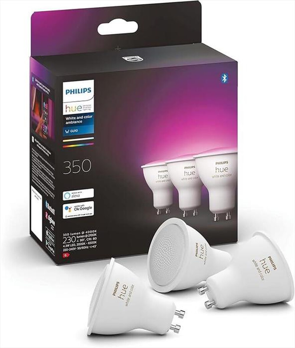 Immagine del prodotto PHILIPS - HUE FARETTO SMART COLOR GU10 3 PACK-Multicolore