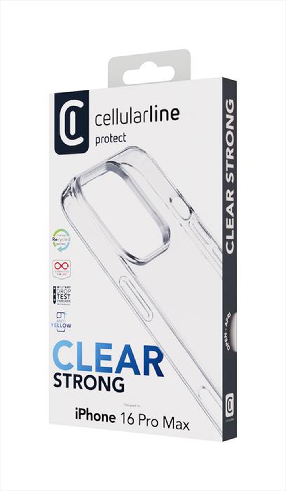 "CELLULARLINE - Cover CLEAR STRONG per iPhone 16 Pro Max-Transparent"