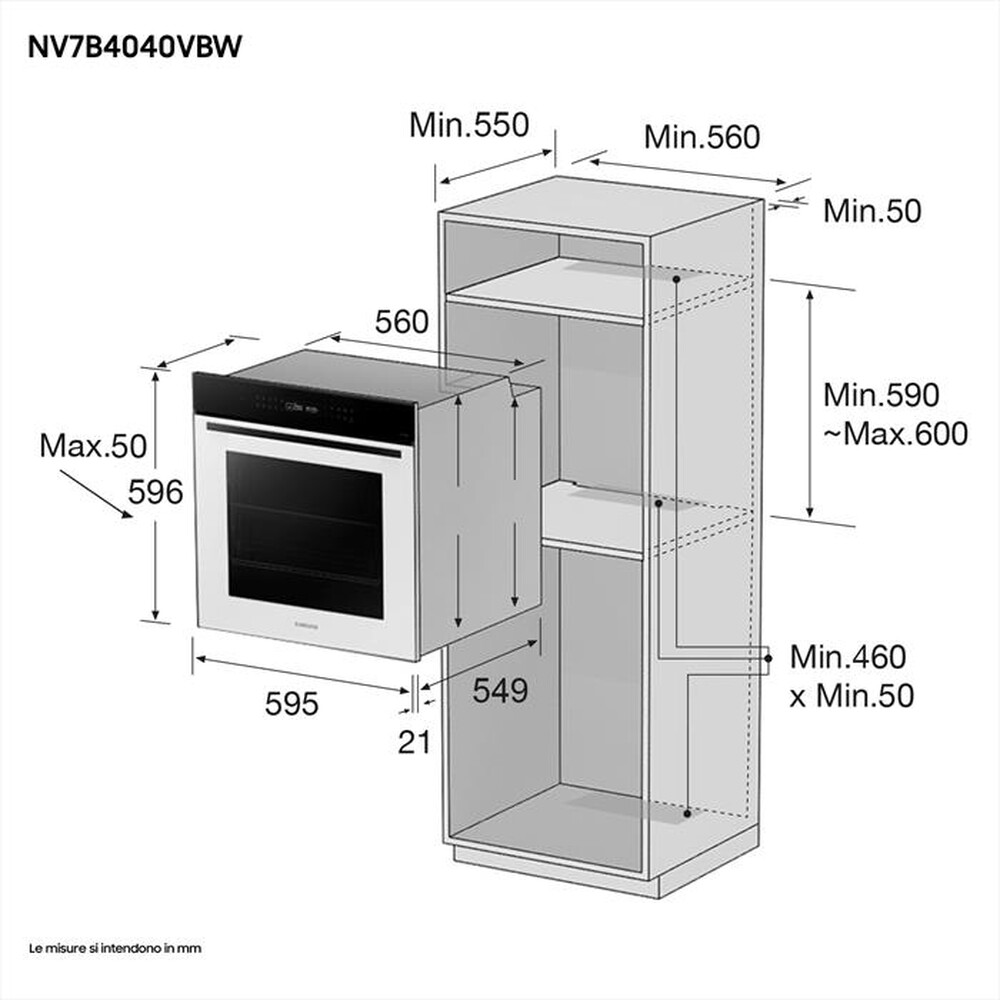 "SAMSUNG - Forno incasso elettrico NV7B4040VBW/U5 Classe A+-bianco"