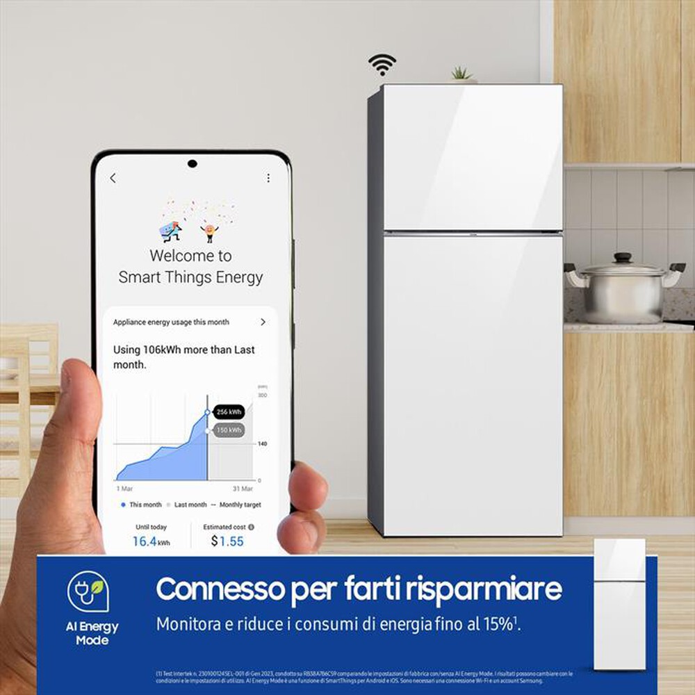 "SAMSUNG - Frigorifero 2 porte RT47CB662612ES Classe E 465 lt-CLEAN WHITE"