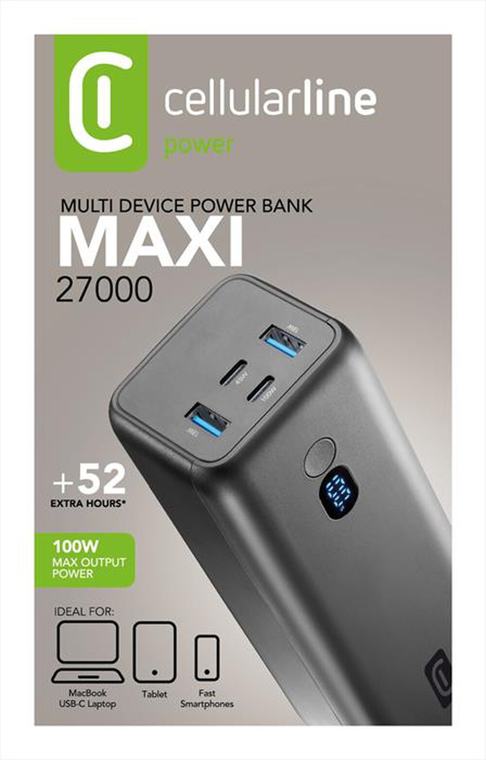 Immagine del prodotto CELLULARLINE - Caricabatterie Portatile multidevices MAXI 27000-Nero