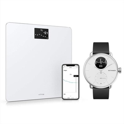 WITHINGS - Smart Watch SCANWATCH 38MM + BILANCIA BODY-Bianco