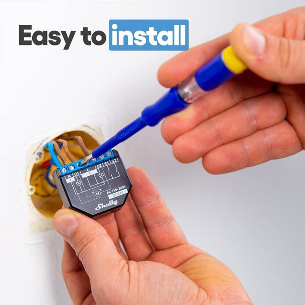 Immagine del prodotto SHELLY - Interruttore Rel&egrave; Wi-Fi a 2 canali PLUS 2PM-BLACK