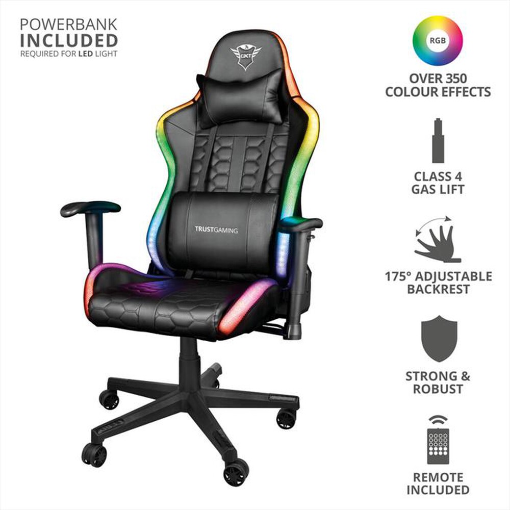 "TRUST - GXT716 RIZZA RGB LED CHAIR-Black RGB LED"
