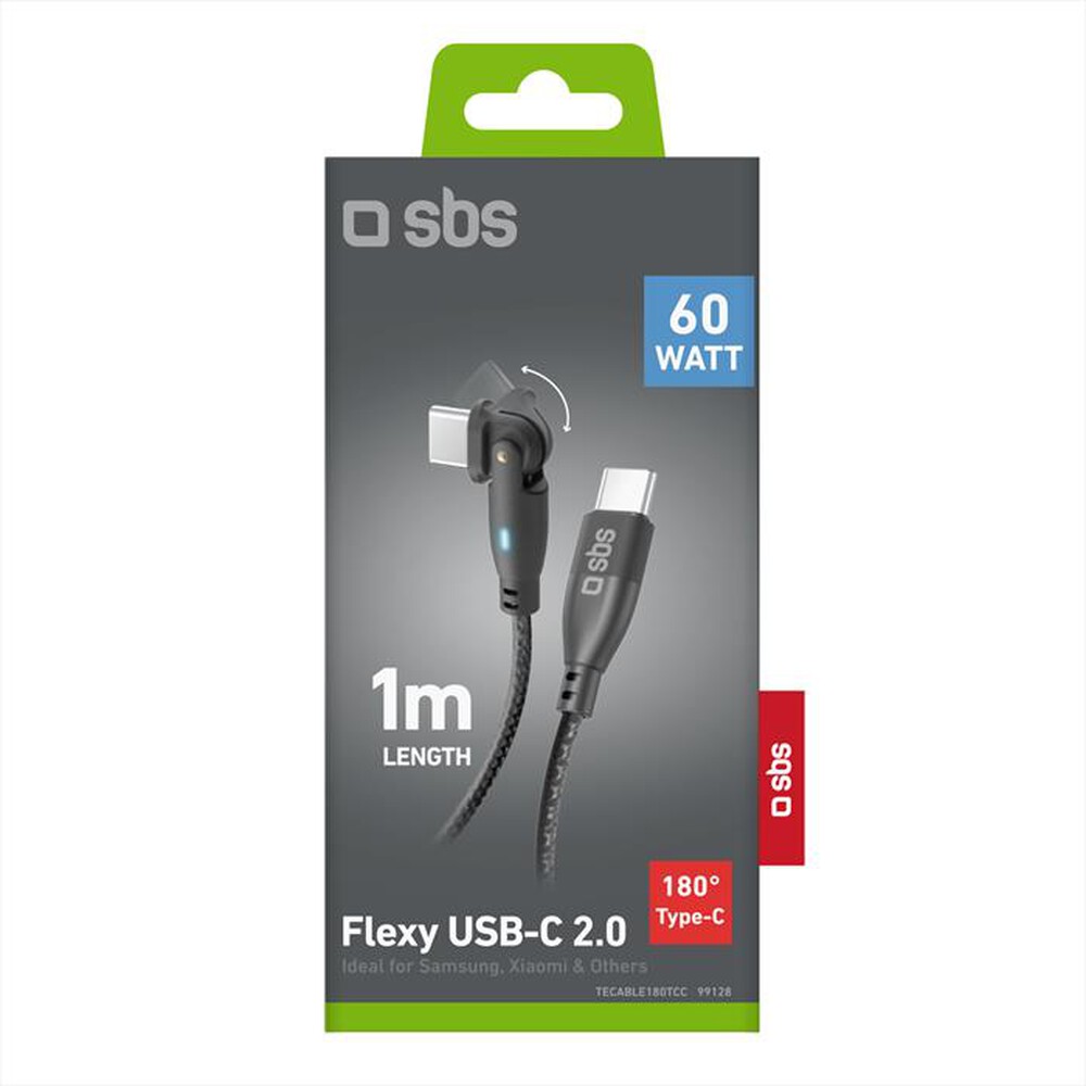 Immagine del prodotto SBS - Cavo USB-C a USB-C con angolo regolabile-Nero