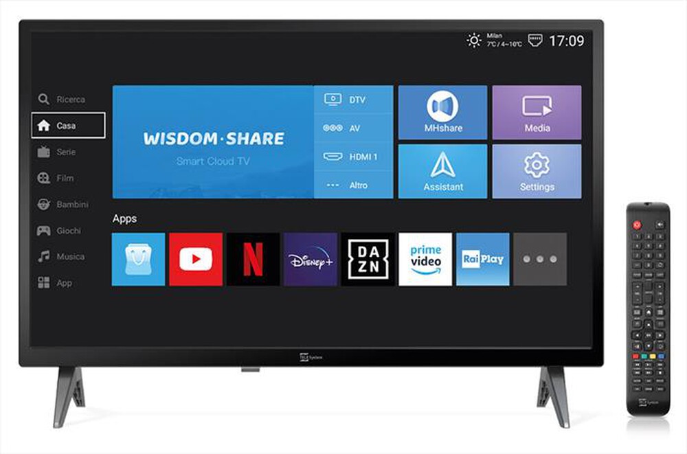 "TELESYSTEM - Smart TV LED HD READY 23,6\" SMART24 LS2 A11-Nero"