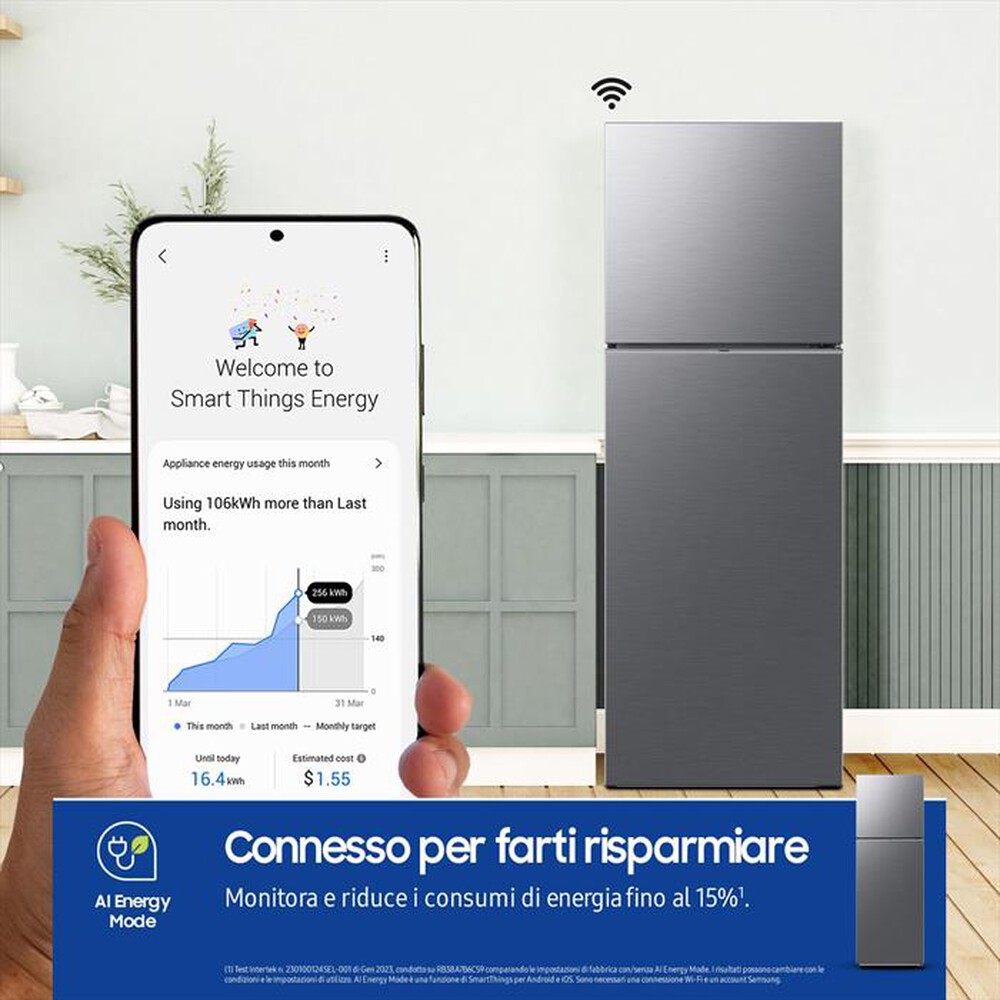 "SAMSUNG - Frigorifero 2 porte RT31CG5624S9ES Classe E 297 lt-Metal Inox"