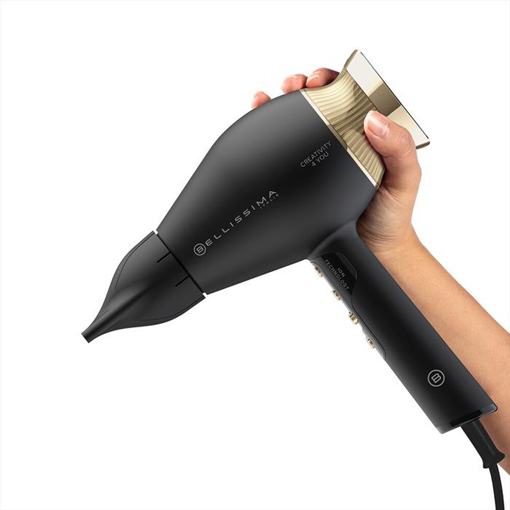 "BELLISSIMA IMETEC - ASCIUGACAPELLI PROFESSIONALE CREATIVITY 4 YOU-Nero, Oro"
