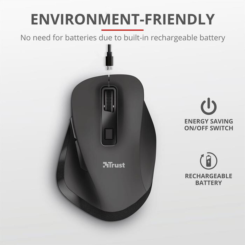 "TRUST - FYDA RCHRGABLE WRL MOUSE-Black"