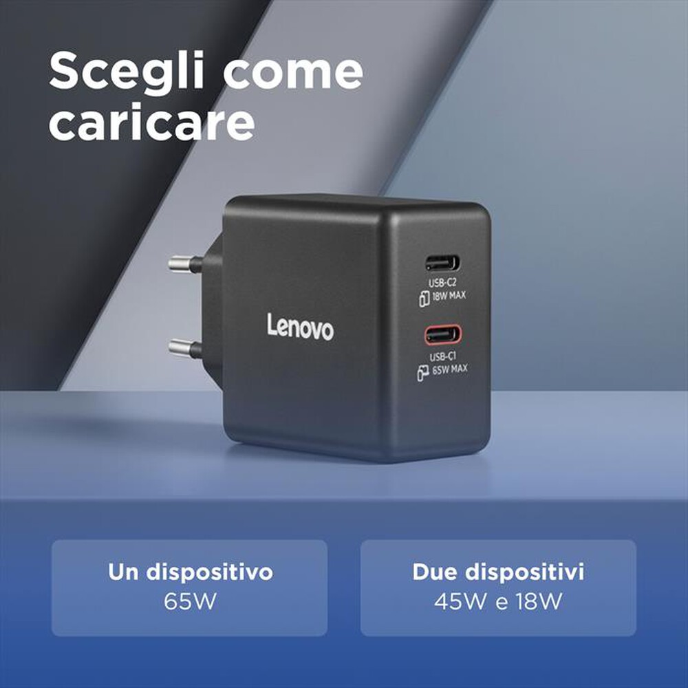 Immagine del prodotto LENOVO - Caricabatterie DUAL USB-C 65W GAN-NERO