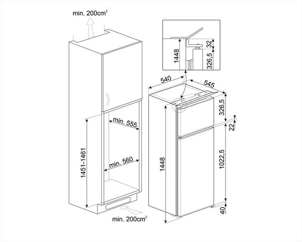 Immagine del prodotto SMEG - Frigorifero incasso D8140F Classe F 223lt