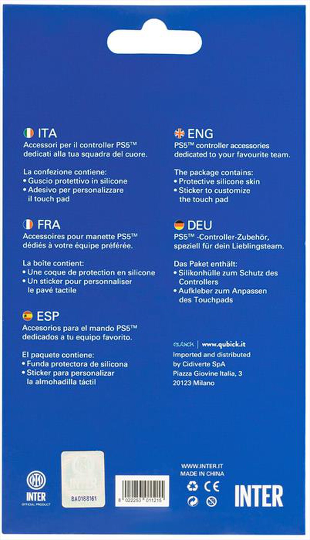 Immagine del prodotto QUBICK - Guscio protettivo per controller INTER 4.0 PS5