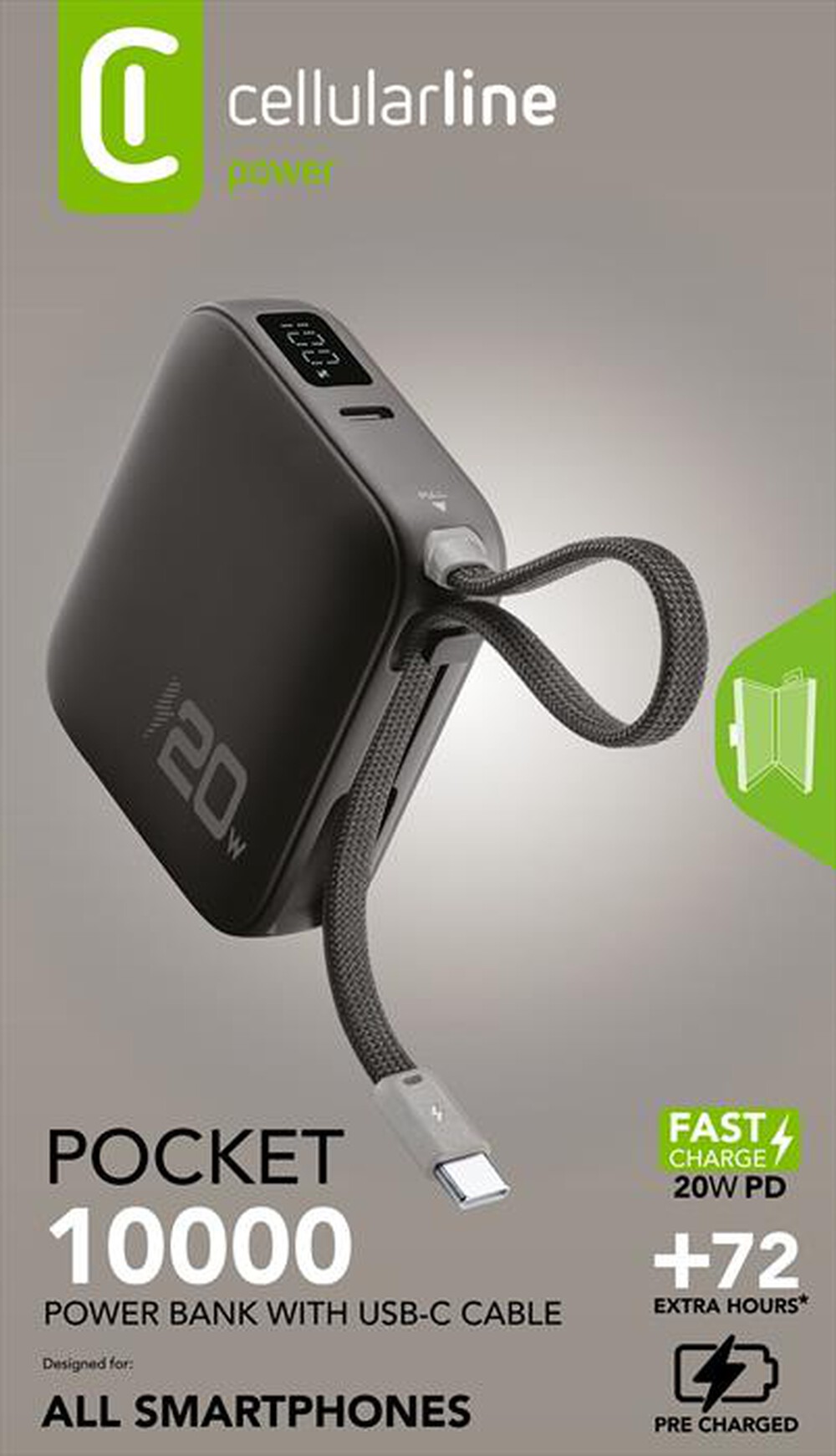 Immagine del prodotto CELLULARLINE - Power bank POCKET 10000 MAH 20W PORTA USB-C-Nero