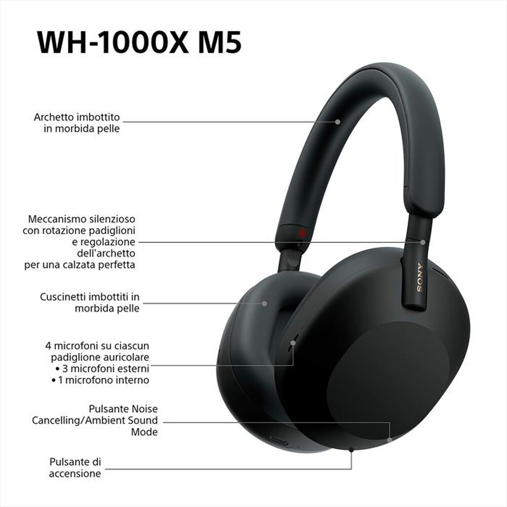 Immagine del prodotto SONY - Cuffie wireless WH1000XM5B.CE7-Nero
