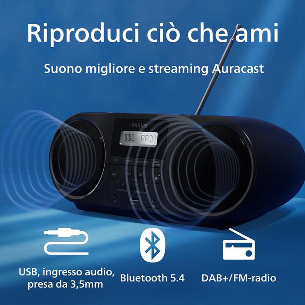"PHILIPS - Lettore CD/radio FM TAZ6000/10-Black"