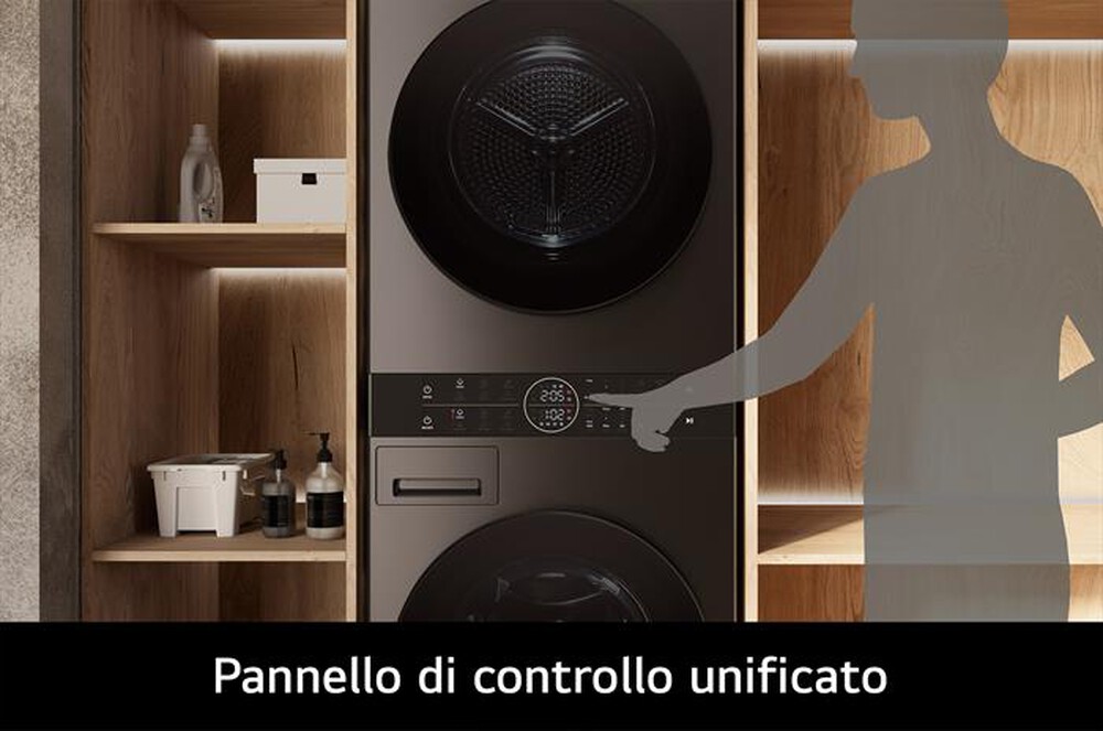"LG - Lavasciuga WASHTOWER WT1210BBF 12/10 Kg Classe A-Platinum Black"