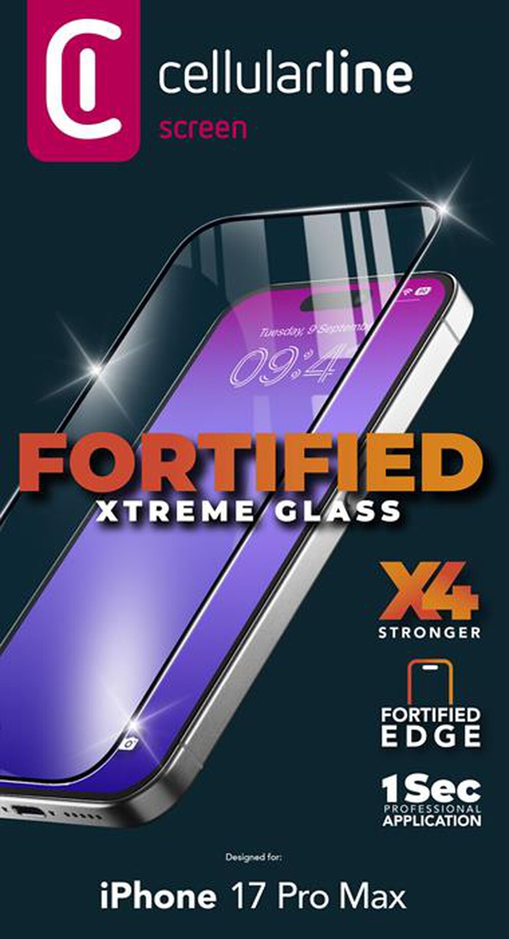 Immagine del prodotto CELLULARLINE - FORTIFIED XTREME GLASS per iPhone 17 Pro Max-Trasparente