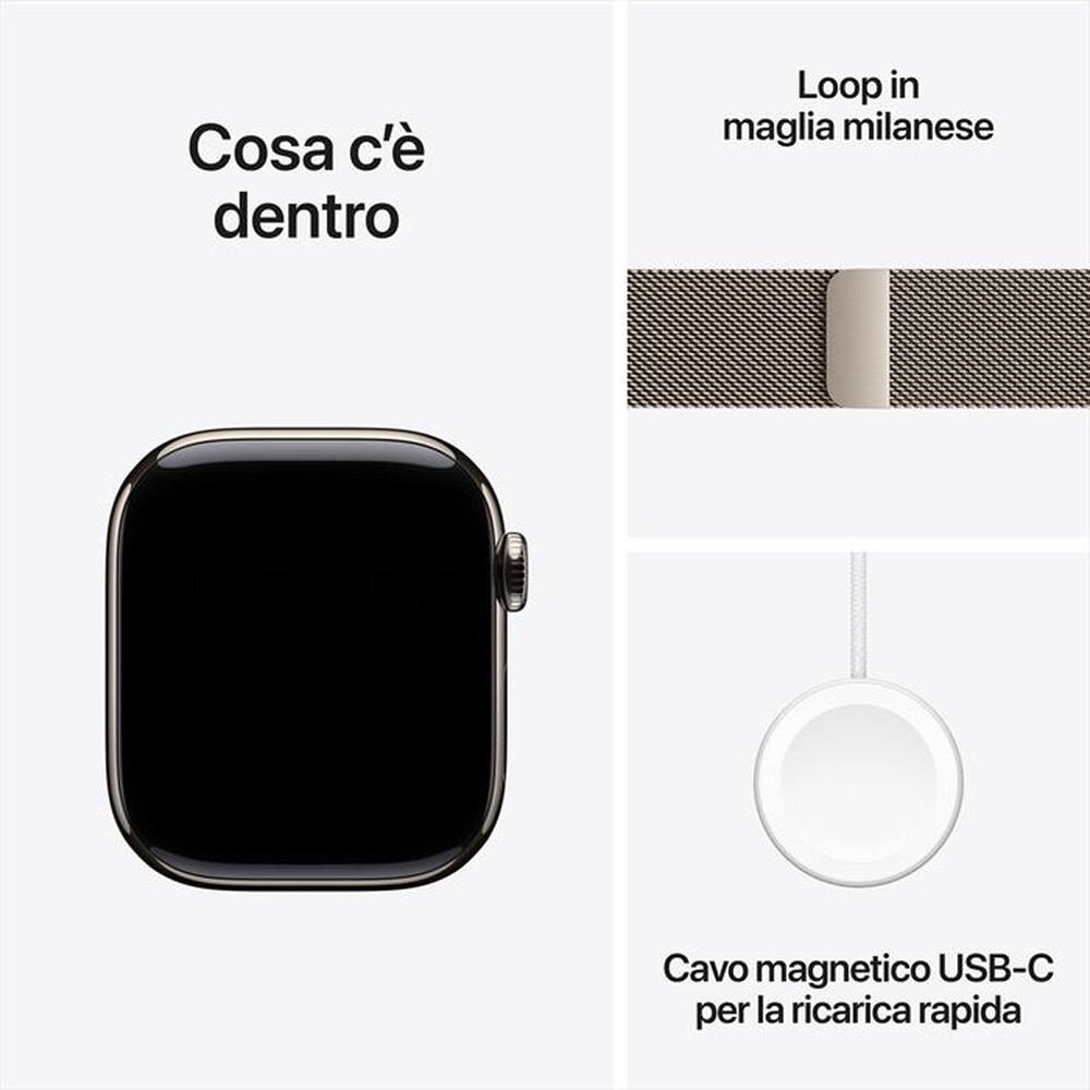 "APPLE - Watch Series 10 GPS + Cellular 42mm Titanio-Naturale - Milanese Naturale"