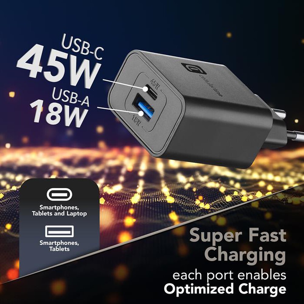 Immagine del prodotto CELLULARLINE - DUAL SUPER FAST CHARGER 45W-Nero
