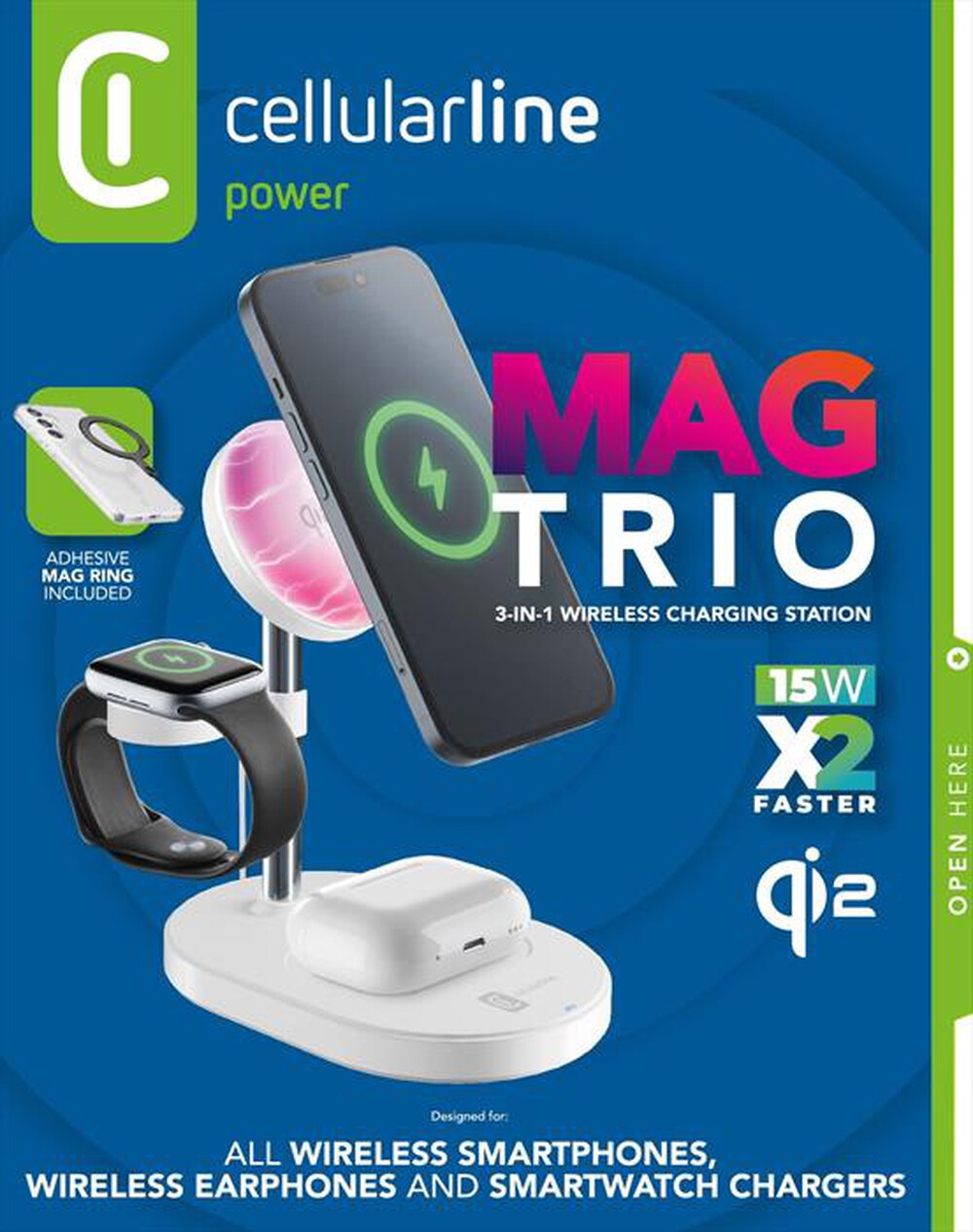 Immagine del prodotto CELLULARLINE - Station di ricarica wireless magnetica MAG TRIO-Bianco
