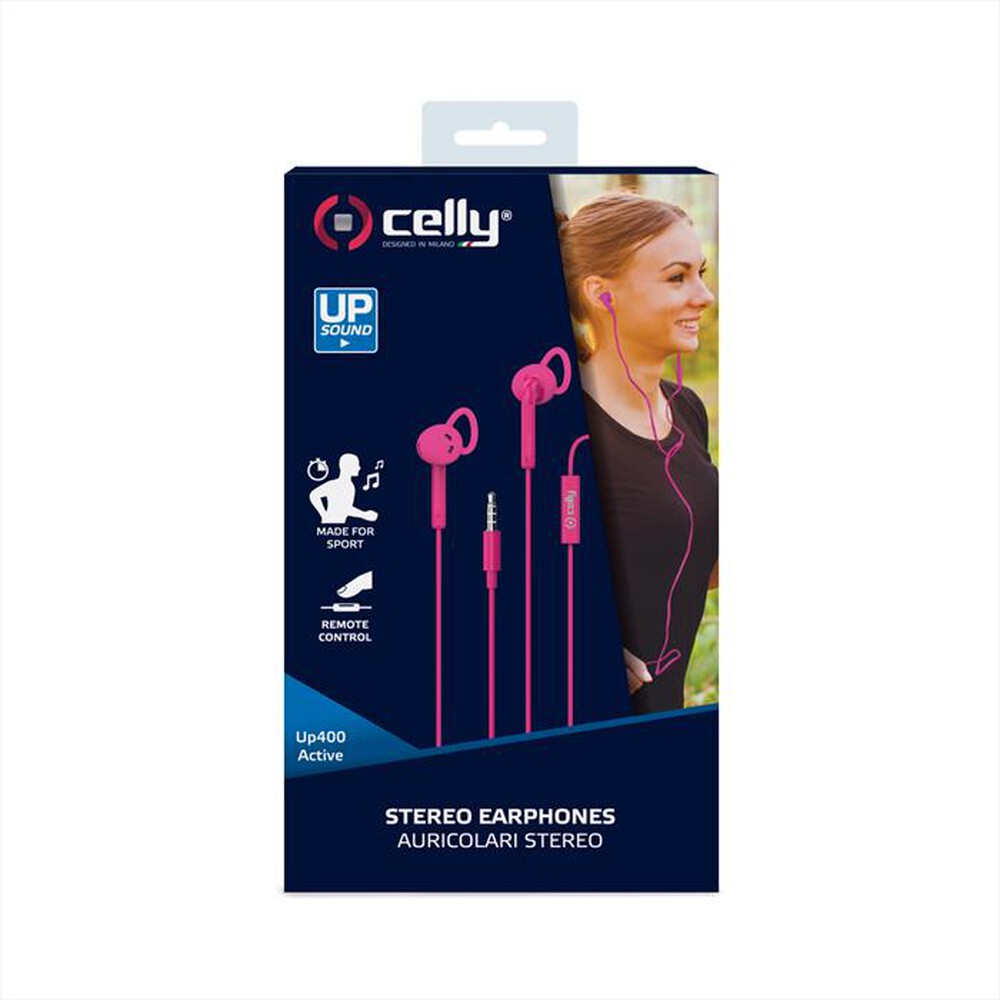 "CELLY - UP400ACTPK AURICOLARI STEREO 3.5MM ACTIVE ROSA-Rosa/Plastica"
