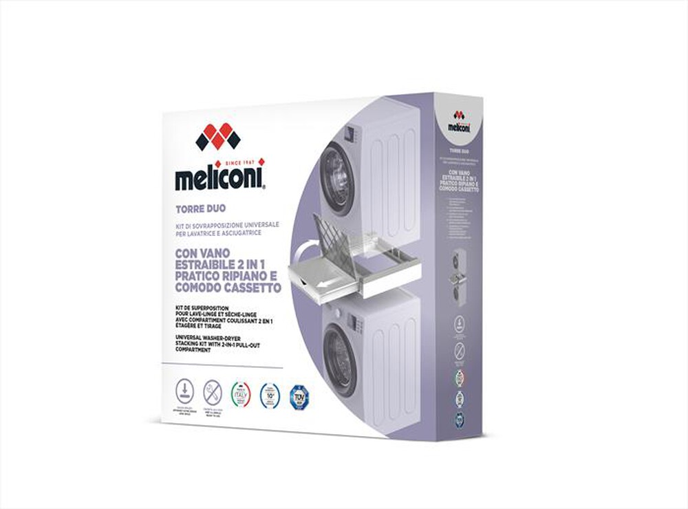 "MELICONI - Kit sovrapposizione lavatrice TORRE DUO-Tecnopolimero bianco e grigio"