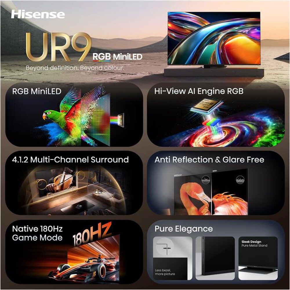 Immagine del prodotto HISENSE - Smart TV MINI LED 4K 85" 85UR9S-NERO