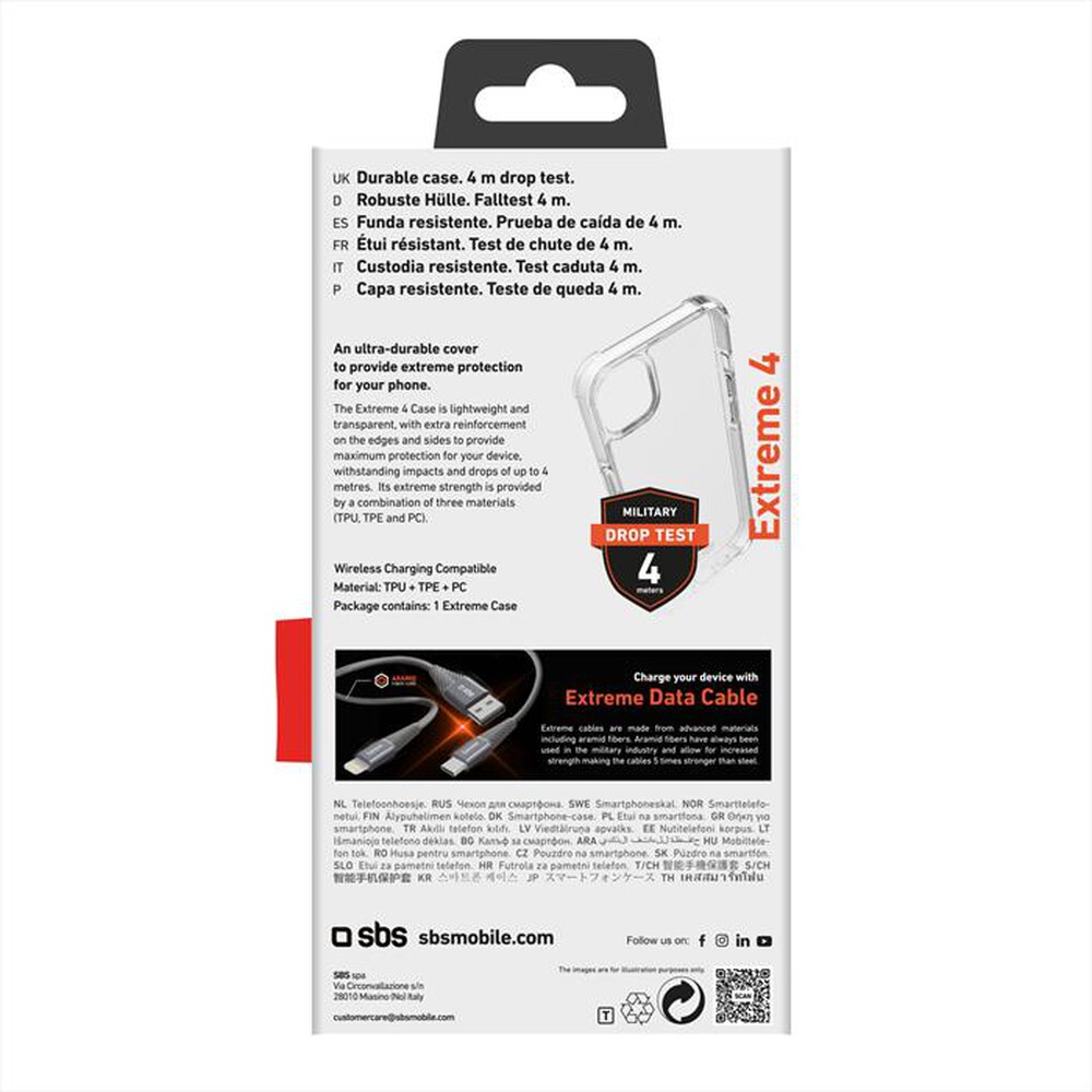 "SBS - Cover Extreme 4 TEUNBKEX4IP1467 per iPhone 14 Plus-Trasparente"