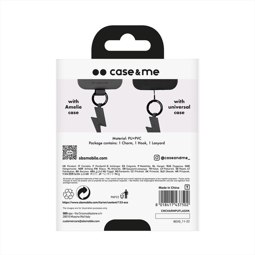 "CASEME - Charm ecoleather flash CMCHARMPUFLASHK-Nero"