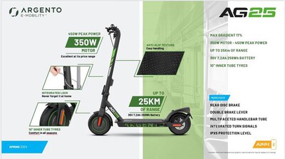 ARGENTO - Monopattino elettrico AG 25-NERO/VERDE