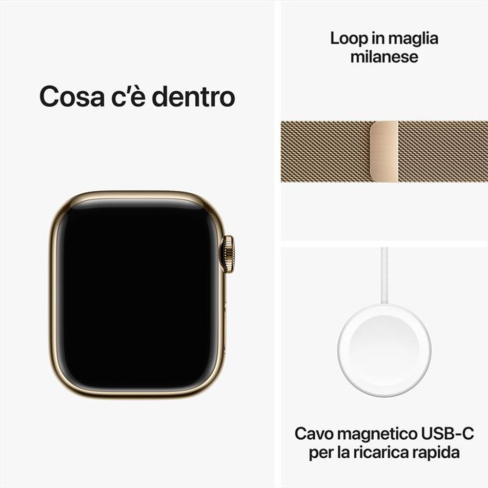 "APPLE - Watch Series 9 GPS + Cellular Cassa 41mm-Oro con Milanese"
