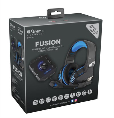 XTREME - FUSION HEADPHONE+CENTRALINA 7.1 V.S.-NERO