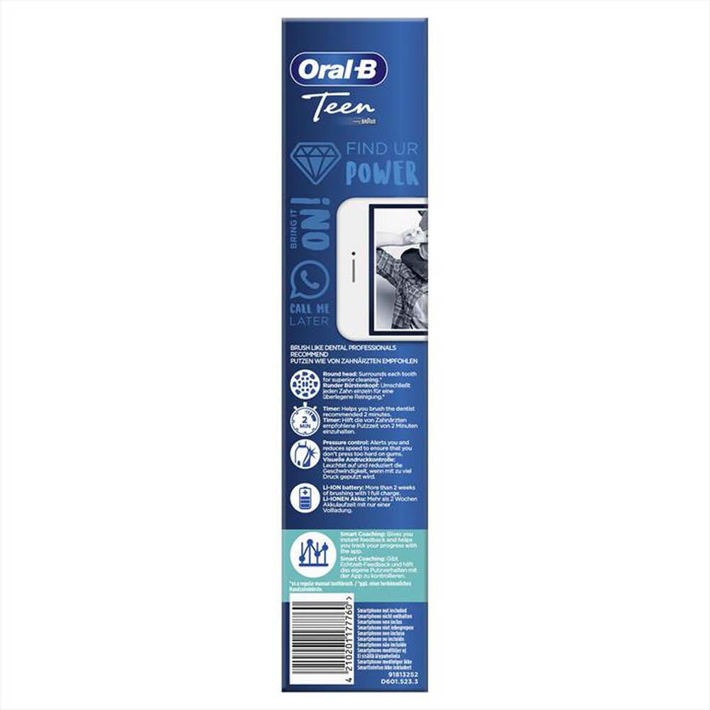 "ORAL-B - Spazzolino elettrico ricaricabile SMARTSERIES TEEN-Bianco"