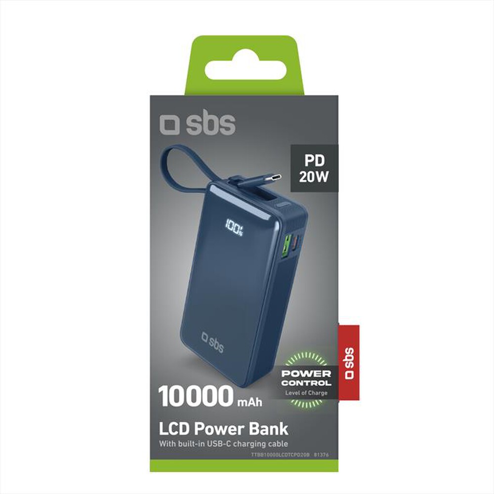 "SBS - Powerbanks TTBB10000LCDTCPD20B-blu"