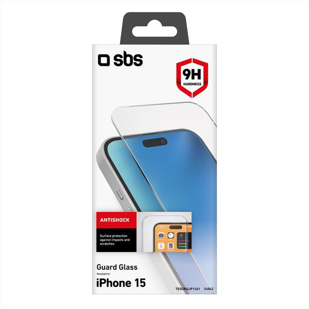 "SBS - Screen protector TESCRGLIP1561 per iPhone 15-Trasparente"