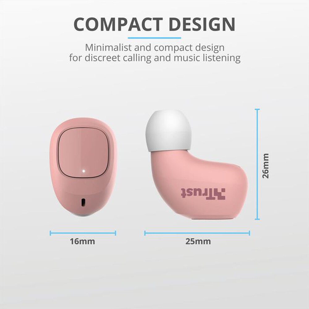 "TRUST - NIKA COMPACT BLUETH EARPHONES PINK-Pink"