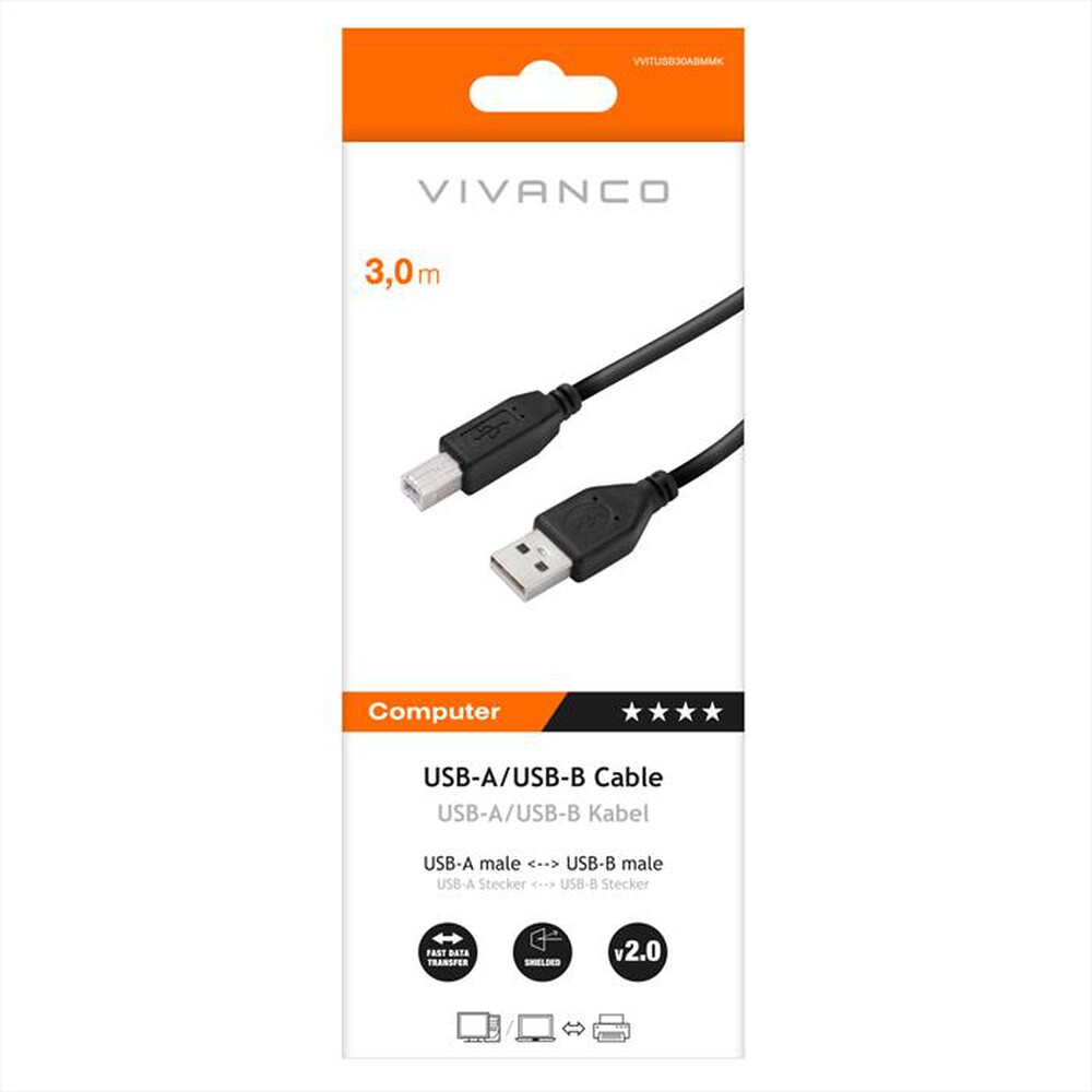 Immagine del prodotto SBS - USB 2.0 comp.connection cable,plug A-plug B,3m-Nero