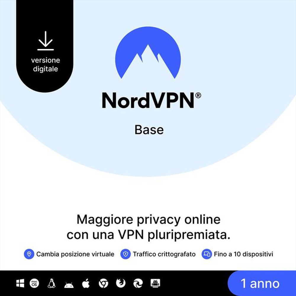 Immagine del prodotto NORDVPN - Base - 1 Anno - Servizi VPN premium 10 dispositivi