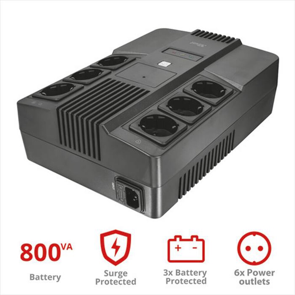 "TRUST - MAXXON POWERSTRIP UPS 800VA-Black"