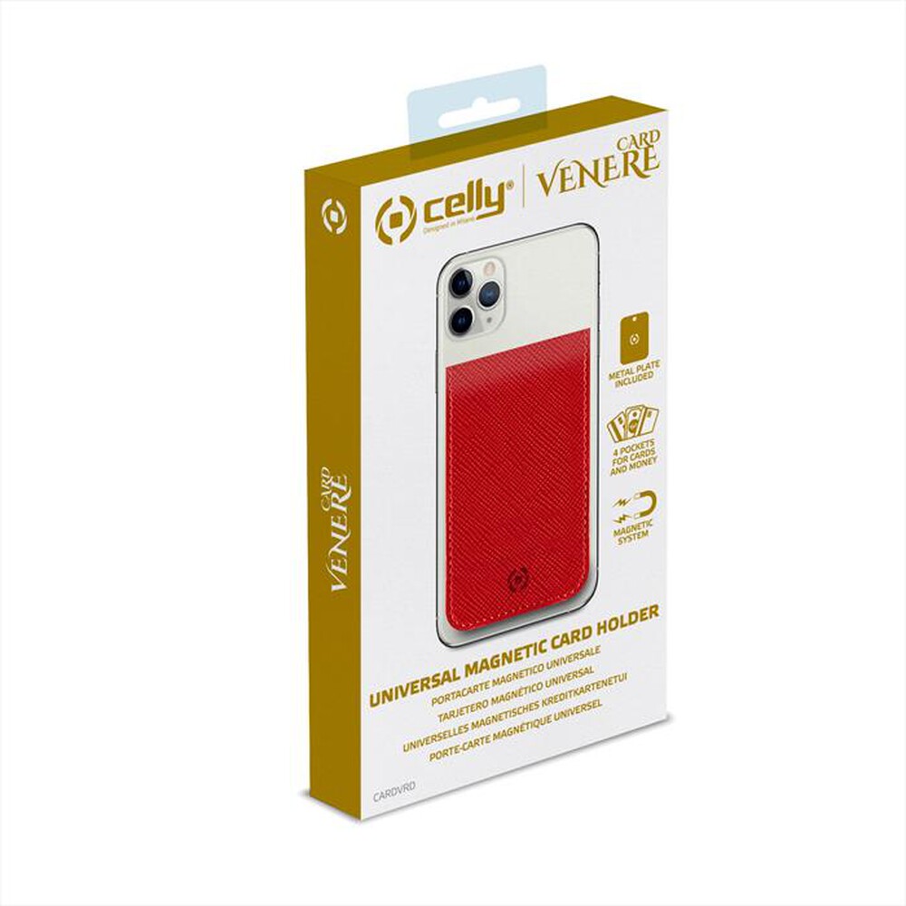 "CELLY - CARDVRD - PORTACARTE MAGNETICO-ROSSO/SIMILPELLE"