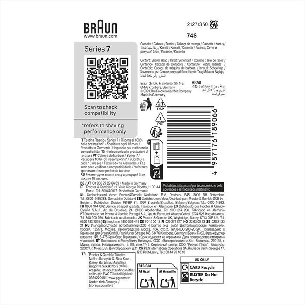 Immagine del prodotto BRAUN - Testina Di Ricambio ORIGINALE MALHRREMKP 74S-GRIGIO